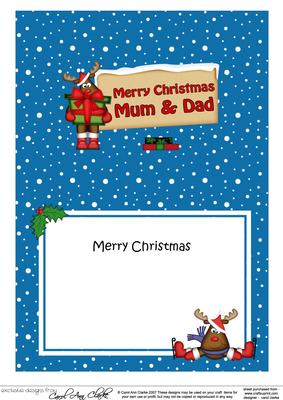 Xmas Mum & Dad Rudolph Signpost 5x7 Matching Insert