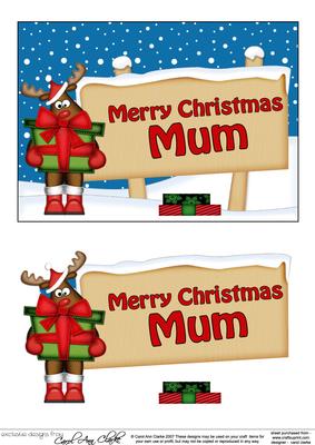 Xmas Mum Rudolph Signpost 5x7 Easicut Decoupage
