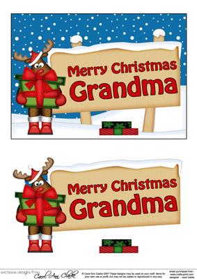 Xmas Grandma Rudolph Signpost 5x7 Easicut Decoupage