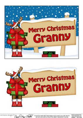 Xmas Granny Rudolph Signpost 5x7 Easicut Decoupage