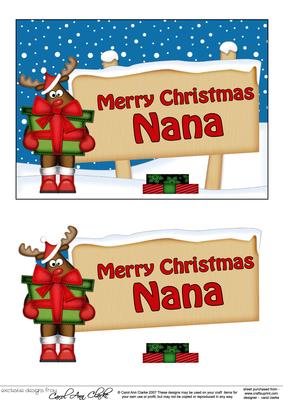Xmas Nana Rudolph Signpost 5x7 Easicut Decoupage