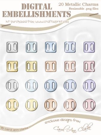 'small Metallic Buckle Charms' Digital Embellishments