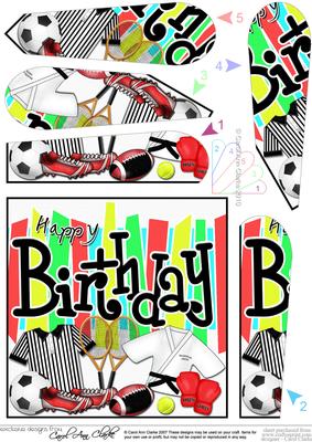 Birthday Sports N Games Fan Pyramage Topper
