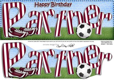 Large Dl Bithday Partner Football 3D Decoupage