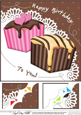 8 x 8 Fondant Fancies Birthday Cakes Scalloped Corner Topper