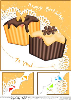 8 x 8 Fondant Fancies Birthday Cakes Scalloped Corner Topper