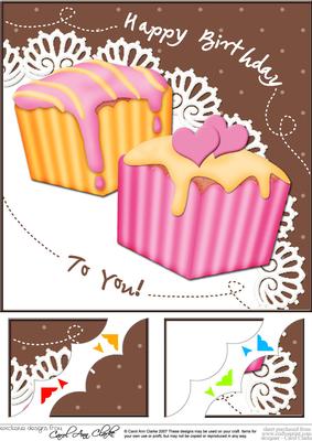 8 x 8 Fondant Fancies Birthday Cakes Scalloped Corner Topper
