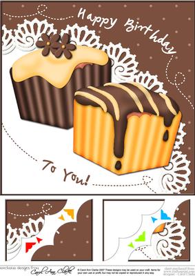 8 x 8 Fondant Fancies Birthday Cakes Scalloped Corner Topper