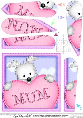 Westie Dog's Heart for Mum Fan Pyramage Topper