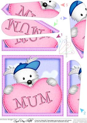 Westie Dog's Heart for Mum Fan Pyramage Topper