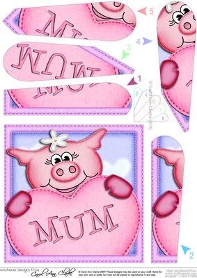 Zoe Piggy's Heart for Mum Fan Pyramage Topper