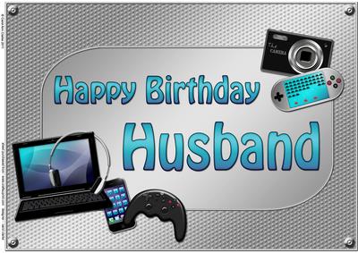 A4 Birthday Husband Gadgets N Gizmos Card Topper