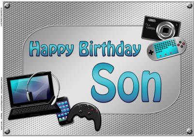 A4 Birthday Son Gadgets N Gizmos Card Topper