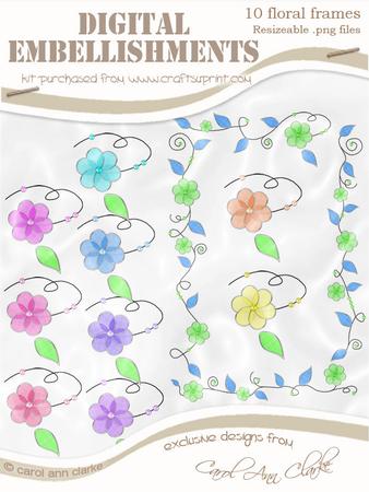 Tooti Frooti A5 'organza and Pearl Flower Frame' Digital Embellishments