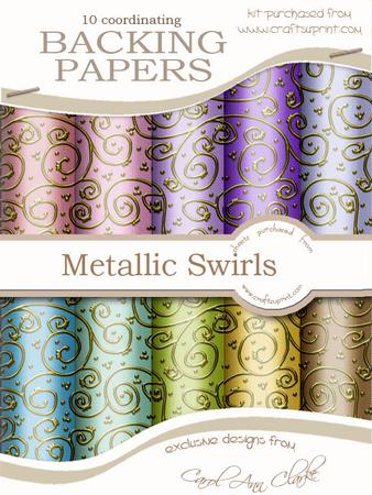 'gold Metallic Swirls' Backing Papers Kit - Pretty Daisy Colours