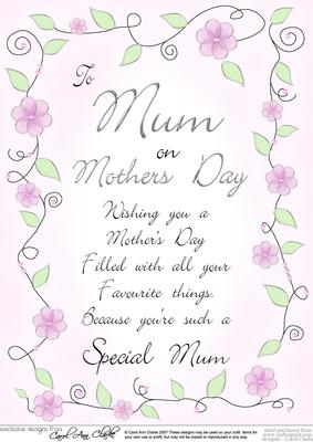 A4 Mothers Day Greeting in Floral Frame