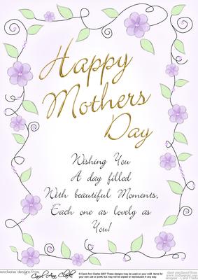 A4 Mothers Day Greeting in Floral Frame