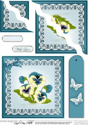 Pansy on Butterfly Lace Quick Card Wavy Corner Side Stacker