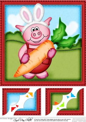 8 x 8 Ziggy Piggy's Easter Bunny Ears Scalloped Corner
