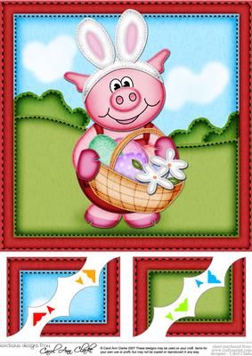 8 x 8 Ziggy Piggy's Easter Bunny Ears Scalloped Corner