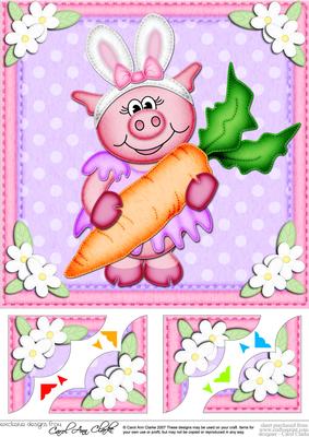 8 x 8 Zoe Piggy's Easter Bunny Ears Scalloped Corner