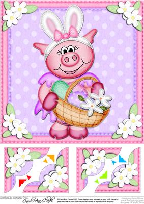 8 x 8 Zoe Piggy's Easter Bunny Ears Scalloped Corner