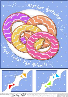 8 x 8 Party Rings Biscuits Birthday Scalloped Corner Topper