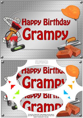 A5 Birthday Grampy Handyman Tools Scallop Corners & Pyramag