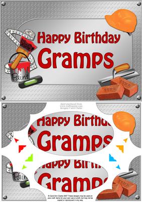 A5 Birthday Gramps Handyman Tools Scallop Corners & Pyramag