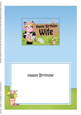 5x7 Milly Moo Cow Birthday Wife Matching Insert