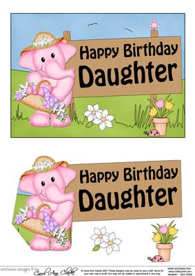 5x7 Lola Elephant Birthday Daughter 3D Step by Step Decoup