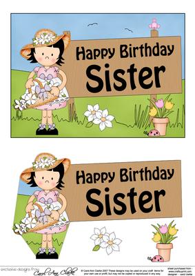 5x7 Girlz Suzi Birthday Sister 3D Step by Step Decoup
