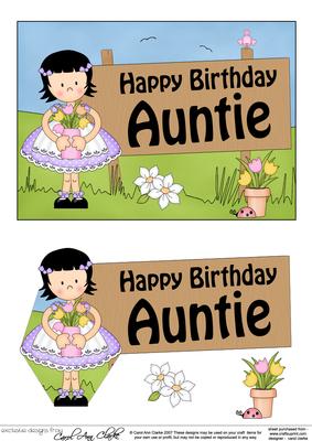 5x7 Girlz Suzi Birthday Auntie 3D Step by Step Decoup