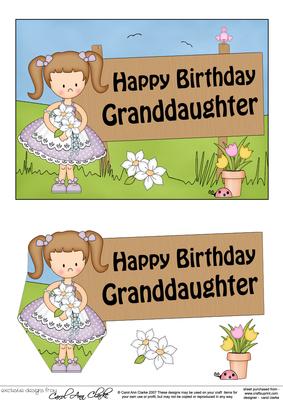 5x7 Girlz Liz Birthday Granddaughter 3D Step by Step Decoup