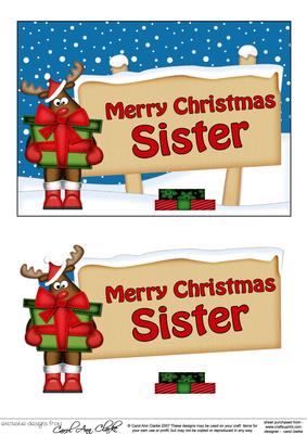 Xmas Sister Rudolph Signpost 5x7 Easicut Decoupage