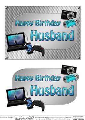 5x7 Birthday Husband Gadgets N Gizmos 3D Decoupage