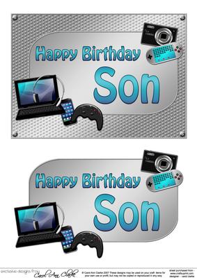 5x7 Birthday Son Gadgets N Gizmos 3D Decoupage