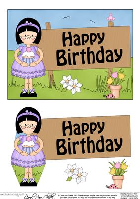 5x7 Girlz Roz Cupcake Birthday Easicut 3D Decoupage