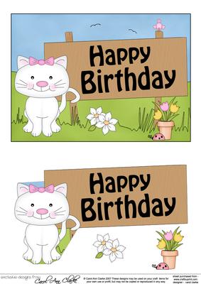 5x7 Cute Cat Birthday Easicut 3D Decoupage