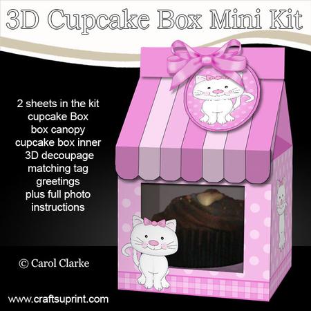 3D Cat Milk Carton Cupcake or Treat Box Mini Kit