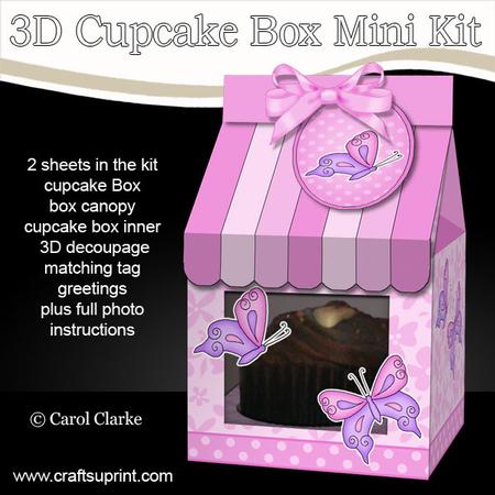 3D Butterflies Milk Carton Cupcake or Treat Box Mini Kit