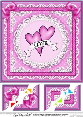 8 x 8 Love Hearts Scalloped Corner Topper