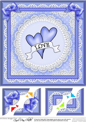 8 x 8 Love Hearts Scalloped Corner Topper