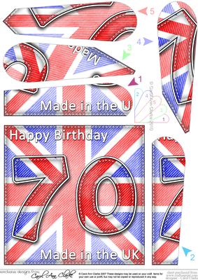 Flying the Flag Uk 70th Birthday Fan Pyramage Topper