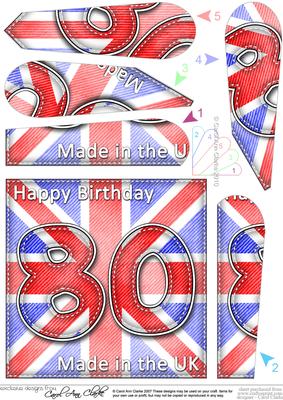 Flying the Flag Uk 80th Birthday Fan Pyramage Topper