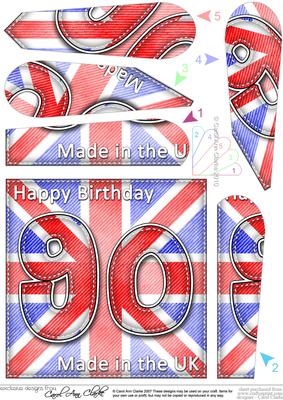 Flying the Flag Uk 90th Birthday Fan Pyramage Topper
