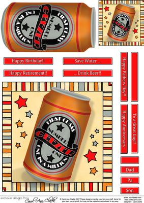 1st Class Geezer Beer Can Quick Card & 3D Decoupage