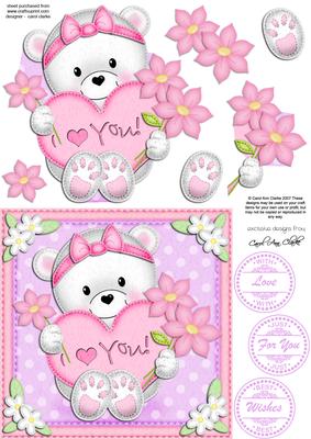Teddy Tess's Heart Quick Card N 3D Decoupage