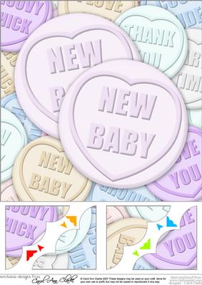 8 x 8 New Baby Sweet Heart Scalloped Corner Topper