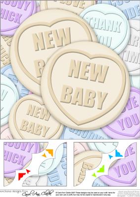 8 x 8 New Baby Sweet Heart Scalloped Corner Topper